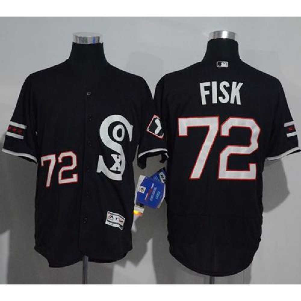 White_Sox_72_Carlton_Fisk_Black_New_Flexbase_Authentic_Collection_Stitched_MLB_Jersey_ACT0V8KXf